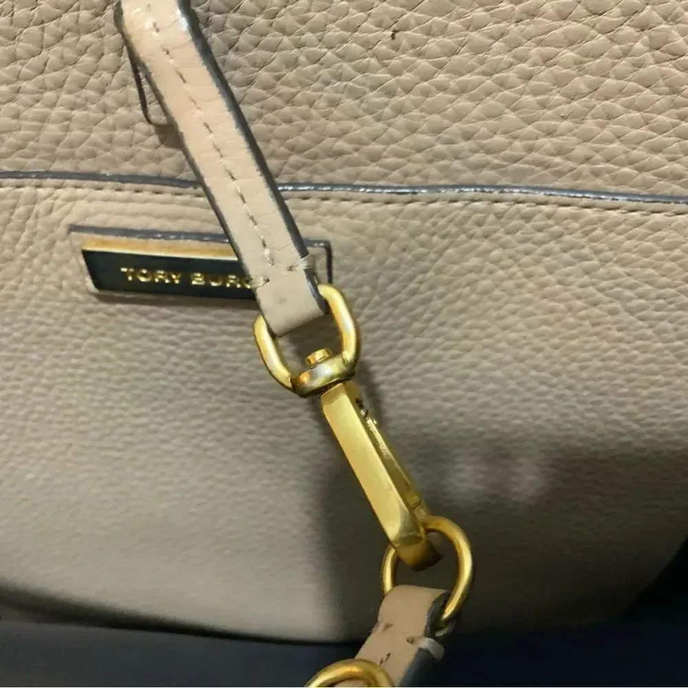 Tory Burch Mcgraw pebbled leather tote bag/purse in pale rose